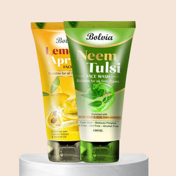 Bolvia Face Wash Combo Pack, Neem Tulsi & Lemon Apricot, 100ml Each, Pack of 2