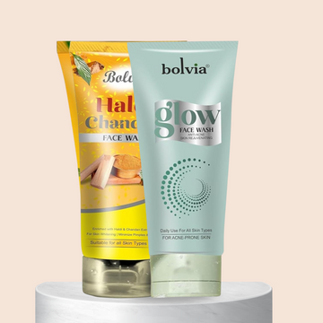 Bolvia Glow Face Wash and Haldi Chandan Combo Pack, 100ml Each, Pack of 2