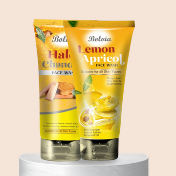 Bolvia Face Wash Combo Pack, Lemon Apricot & Haldi Chandan, 100ml Each, Pack of 2