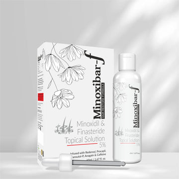 Minoxibar-F Hair Restore Topical Solution 5% | Minoxidil & Finasteride Formula with Redensyl, Procapil & Caffeine | Advanced Hair Regrowth Treatment – 60ml