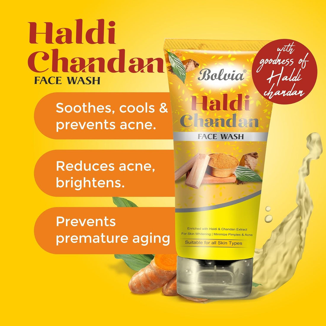 Bolvia Face Wash Combo Pack, Neem Tulsi, Lemon Apricot, Haldi Chandan, 100ml Each, Pack of 3