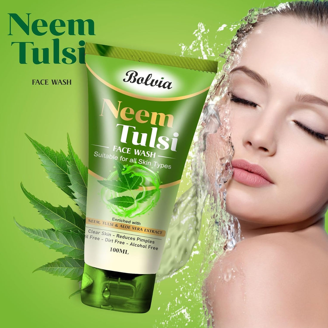 Bolvia Face Wash Combo Pack, Neem Tulsi & Lemon Apricot, 100ml Each, Pack of 2